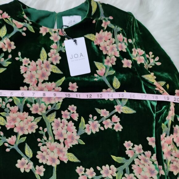 JOA Just One Answer Burn Out Velvet Blouse Top Emerald Floral Women's Size S - Picture 11 of 15